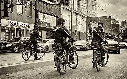 Police officers on bicycle patrol