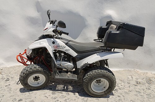 A quadricycle, or quad bike